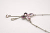 Auth Christian Dior Silver Tone Bijou Butterfly Chain Pendant Necklace 1084I