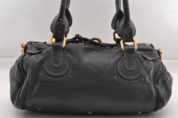 Authentic Chloe Paddington Vintage Leather Shoulder Hand Bag Purse Black 1086I