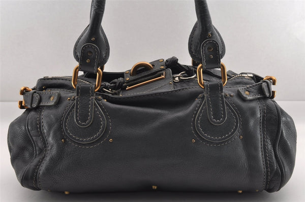 Authentic Chloe Paddington Vintage Leather Shoulder Hand Bag Purse Black 1086I