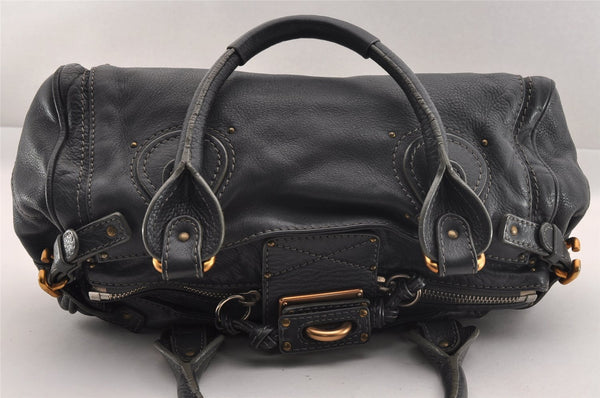 Authentic Chloe Paddington Vintage Leather Shoulder Hand Bag Purse Black 1086I