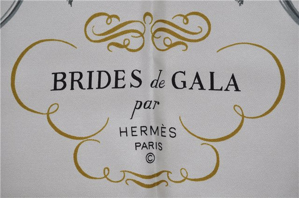 Authentic HERMES Carre 90 Scarf "BRIDES de GALA par" Silk Light Blue Box 1088D