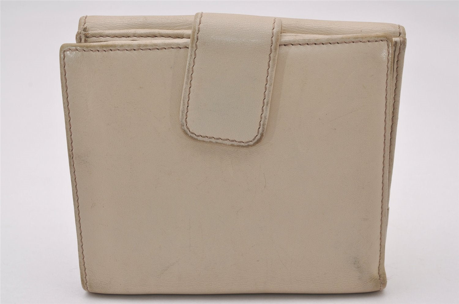 Authentic GUCCI Sherry Line Double G Bifold Wallet Leather 162759 White 1089I