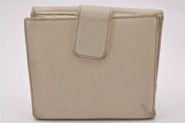 Authentic GUCCI Sherry Line Double G Bifold Wallet Leather 162759 White 1089I