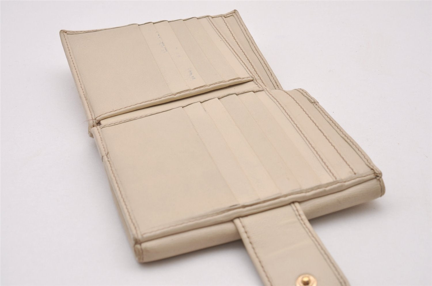Authentic GUCCI Sherry Line Double G Bifold Wallet Leather 162759 White 1089I
