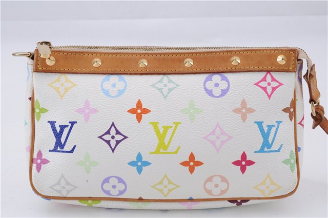 Louis Vuitton Monogram Multicolor Pochette Accessoires Pouch M92649 White 1091E