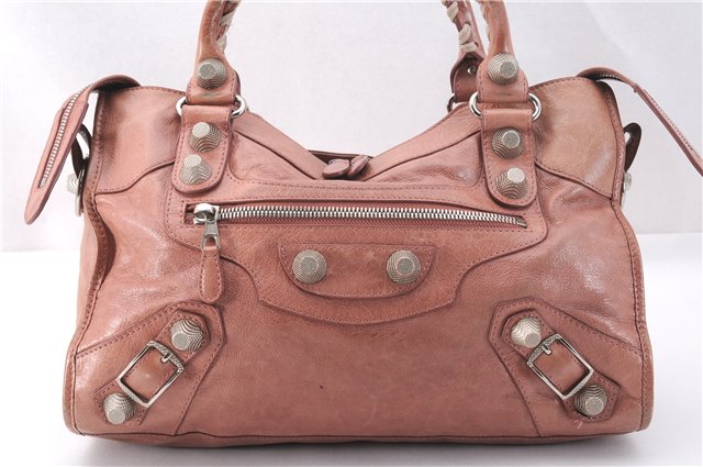 Authentic BALENCIAGA Giant City 2Way Shoulder Hand Bag Leather 173084 Pink 1091F