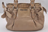 Authentic MIU MIU Vitello Lux Leather 2Way Shoulder Hand Bag RNN955 Beige 1093I