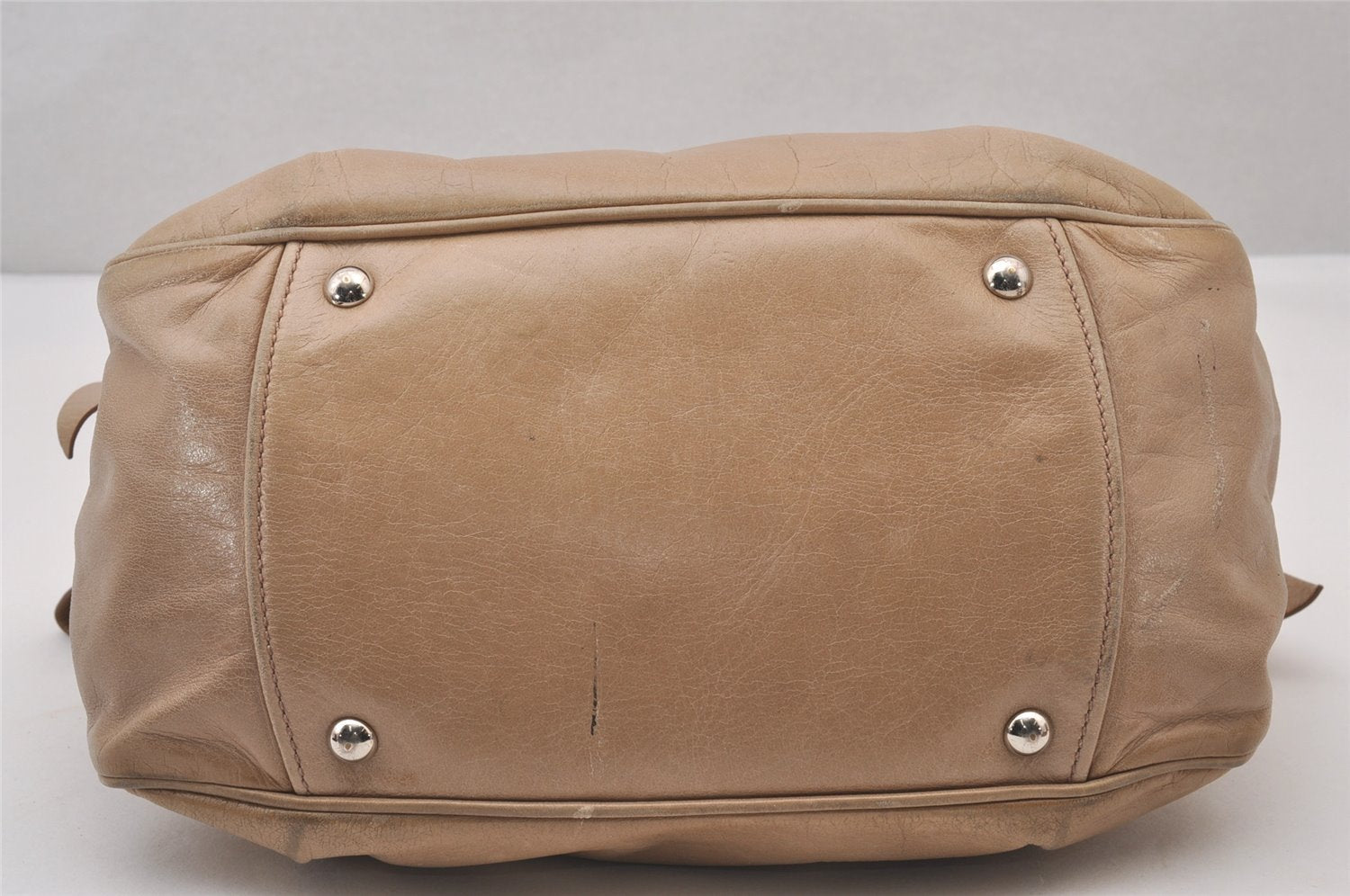 Authentic MIU MIU Vitello Lux Leather 2Way Shoulder Hand Bag RNN955 Beige 1093I