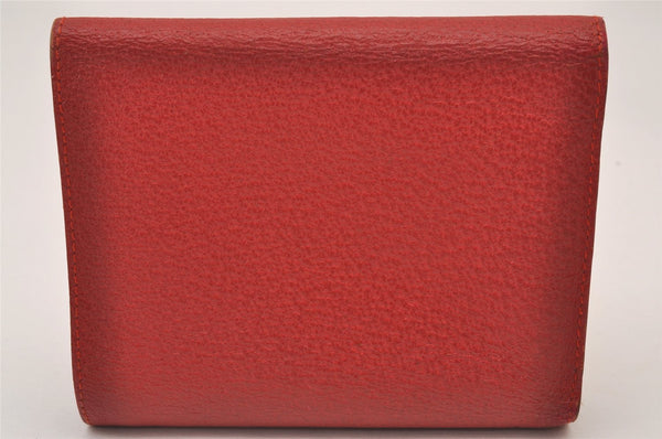 Authentic GUCCI Horsebit Vintage Trifold Wallet Purse Leather Red 1095I