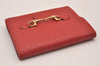 Authentic GUCCI Horsebit Vintage Trifold Wallet Purse Leather Red 1095I