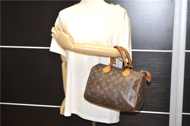 Authentic Louis Vuitton Monogram Speedy 25 Boston Hand Bag M41528 LV 1096G