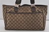 Auth GUCCI Web Sherry Line Tote Bag GG Canvas Leather 145758 Brown Junk 1097I