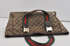 Auth GUCCI Web Sherry Line Tote Bag GG Canvas Leather 145758 Brown Junk 1097I