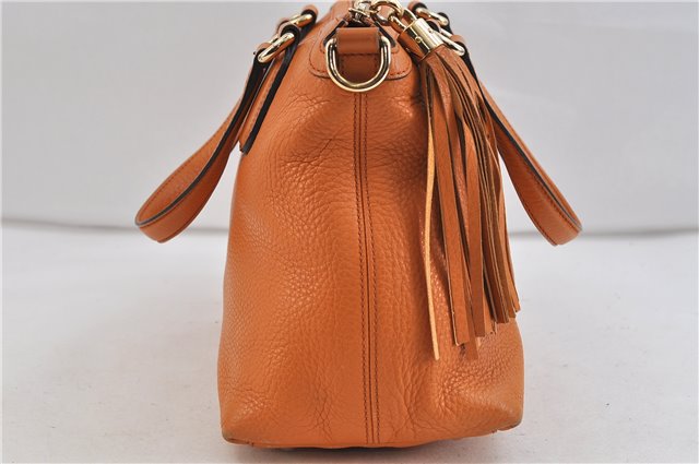 Auth GUCCI SOHO Tassel 2Way Shoulder Hand Bag GG Leather 308362 Orange 1098D