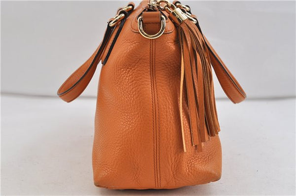 Auth GUCCI SOHO Tassel 2Way Shoulder Hand Bag GG Leather 308362 Orange 1098D