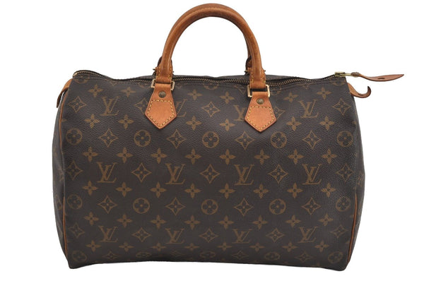 Authentic Louis Vuitton Monogram Speedy 35 Hand Boston Bag M41524 LV 1098I