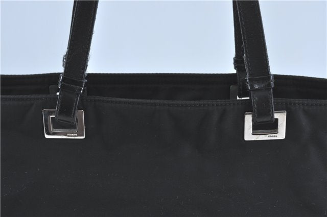 Authentic PRADA Nylon Tessuto Leather Shoulder Tote Bag Purse Black 1099C