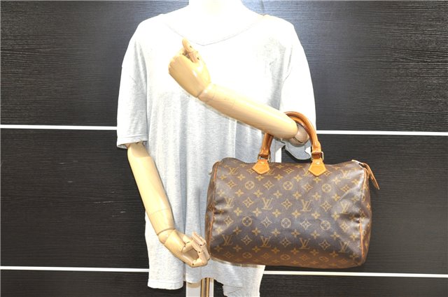 Authentic Louis Vuitton Monogram Speedy 30 Hand Boston Bag M41526 LV 1100G