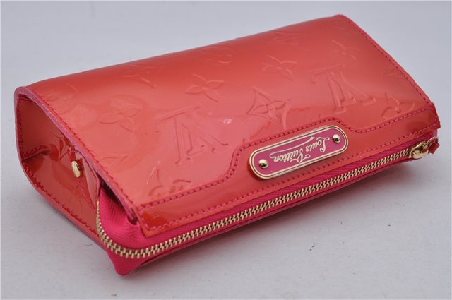 Authentic Louis Vuitton Vernis Trousse Cosmetic Pouch Red Pink M93647 LV 1101D