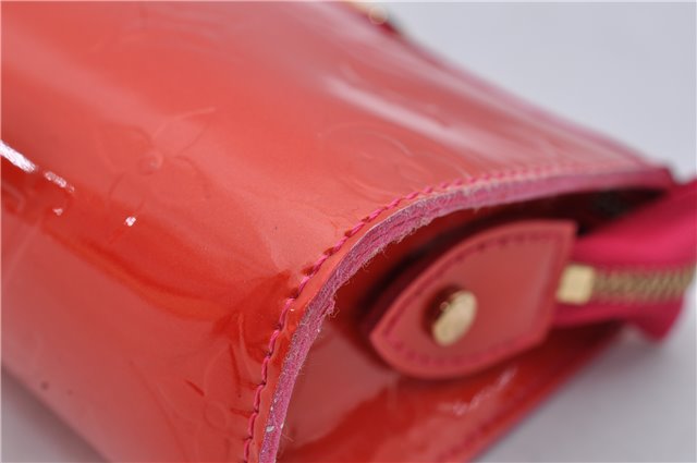 Authentic Louis Vuitton Vernis Trousse Cosmetic Pouch Red Pink M93647 LV 1101D