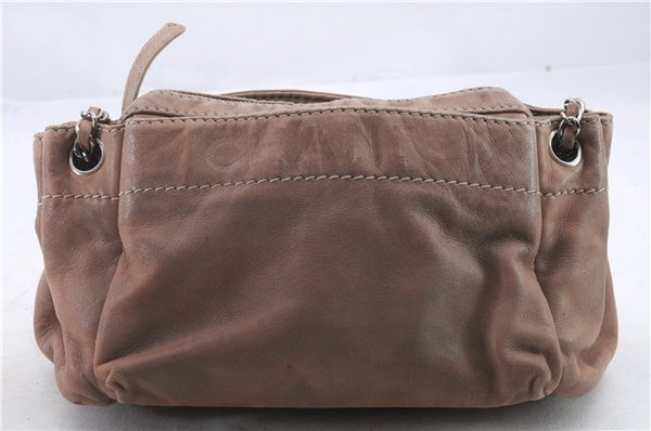 Authentic CHANEL Calf Skin CC Logo Chain Shoulder Bag Purse Beige 1102D