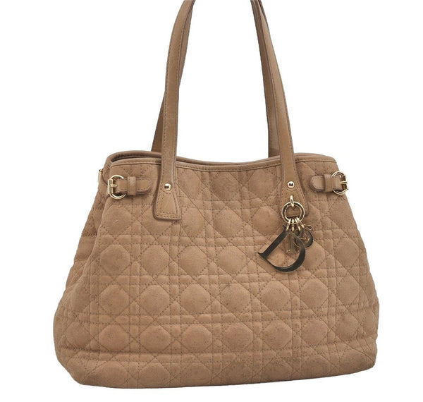 Authentic Christian Dior Panarea Cannage Tote Bag PVC Leather Beige 1103I