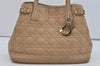 Authentic Christian Dior Panarea Cannage Tote Bag PVC Leather Beige 1103I
