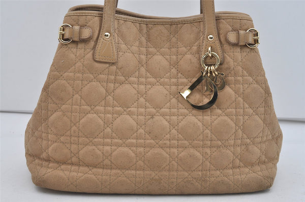 Authentic Christian Dior Panarea Cannage Tote Bag PVC Leather Beige 1103I