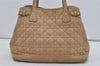 Authentic Christian Dior Panarea Cannage Tote Bag PVC Leather Beige 1103I