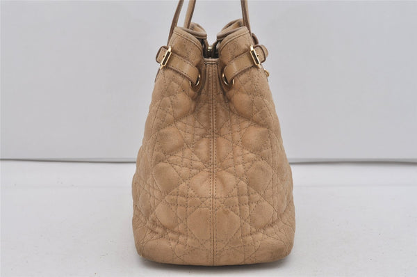 Authentic Christian Dior Panarea Cannage Tote Bag PVC Leather Beige 1103I