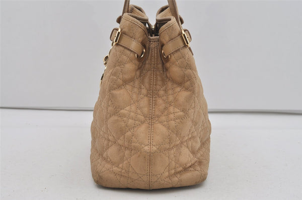 Authentic Christian Dior Panarea Cannage Tote Bag PVC Leather Beige 1103I