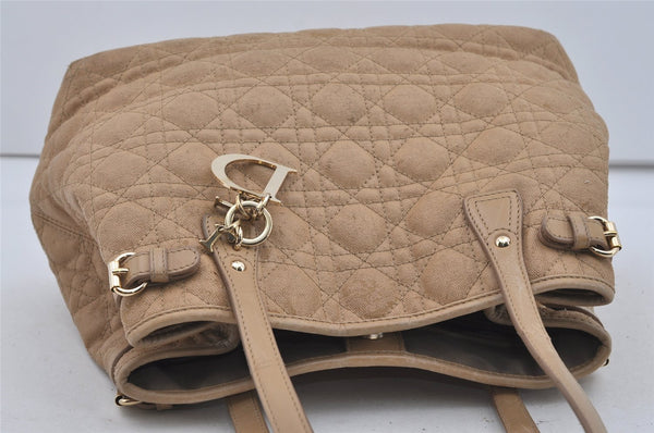 Authentic Christian Dior Panarea Cannage Tote Bag PVC Leather Beige 1103I