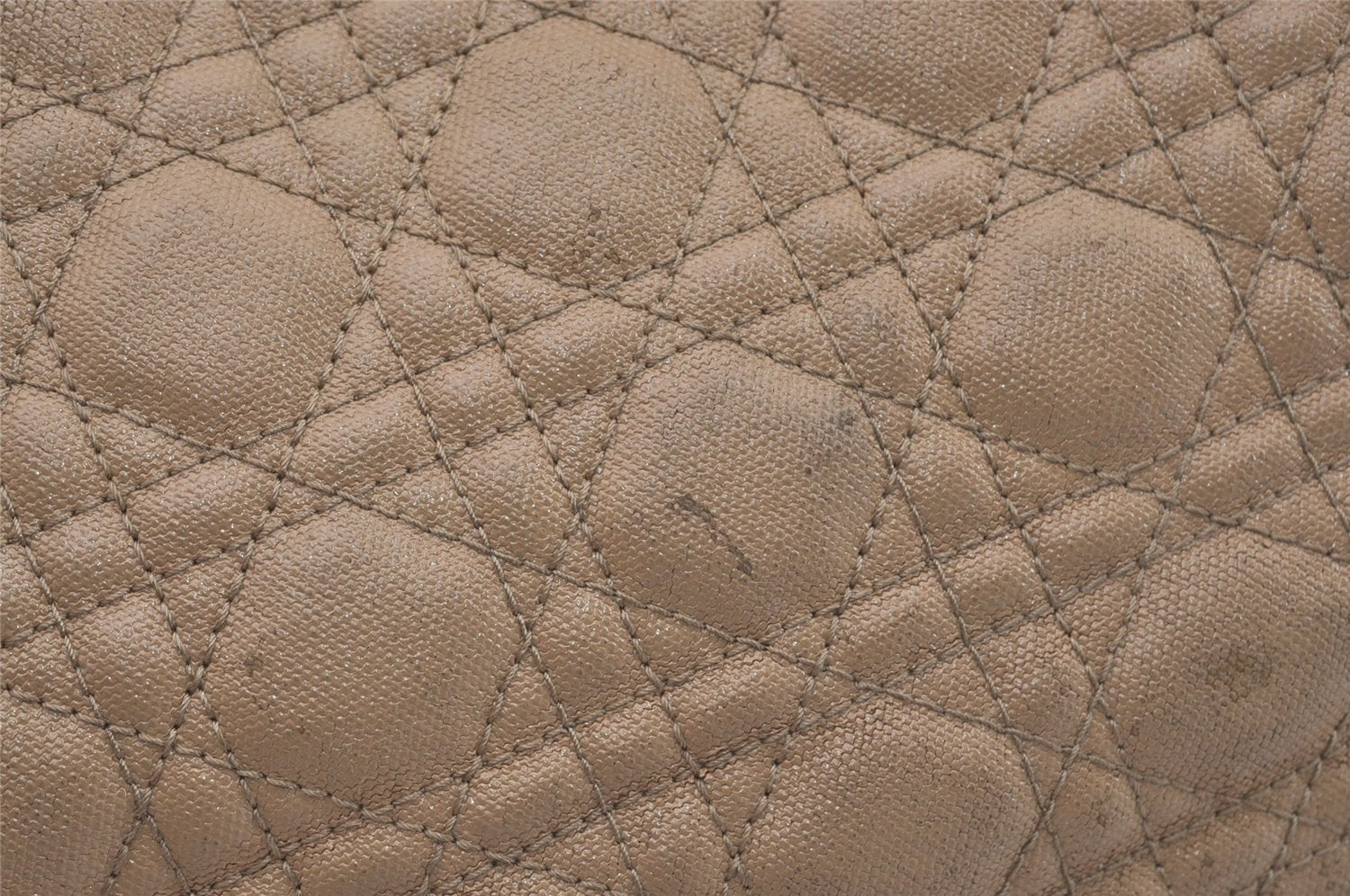 Authentic Christian Dior Panarea Cannage Tote Bag PVC Leather Beige 1103I