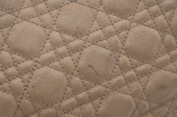 Authentic Christian Dior Panarea Cannage Tote Bag PVC Leather Beige 1103I