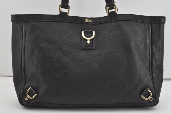Authentic GUCCI Guccissima Abbey Shoulder Tote Bag GG Leather 141472 Black 1104I