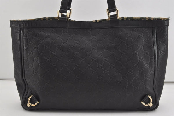 Authentic GUCCI Guccissima Abbey Shoulder Tote Bag GG Leather 141472 Black 1104I