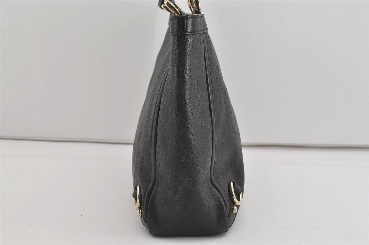 Authentic GUCCI Guccissima Abbey Shoulder Tote Bag GG Leather 141472 Black 1104I