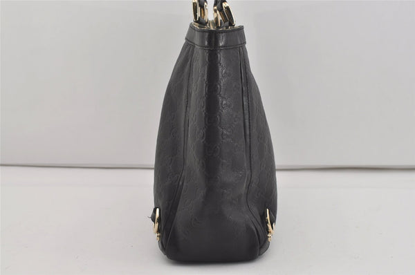 Authentic GUCCI Guccissima Abbey Shoulder Tote Bag GG Leather 141472 Black 1104I