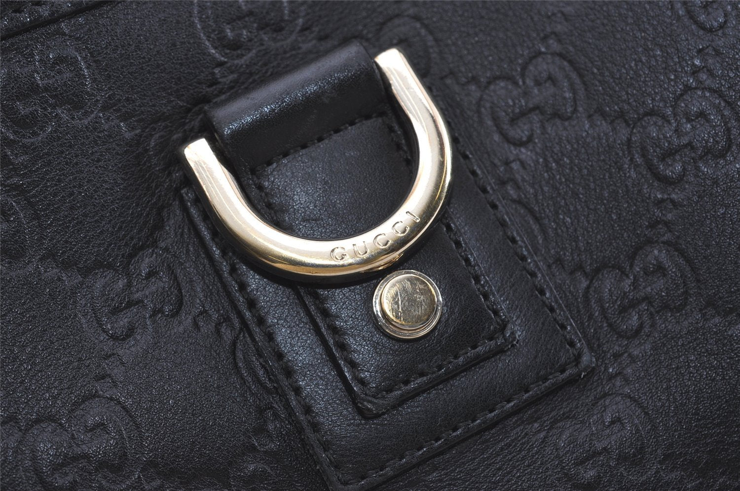 Authentic GUCCI Guccissima Abbey Shoulder Tote Bag GG Leather 141472 Black 1104I