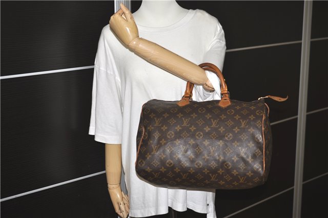 Authentic Louis Vuitton Monogram Speedy 35 Hand Boston Bag M41524 LV 1107G