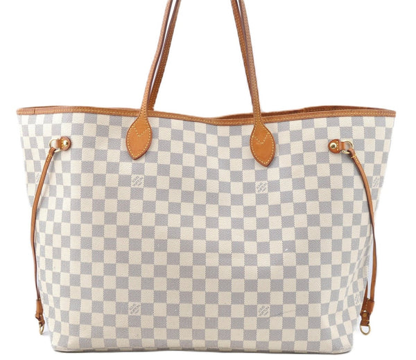 Authentic Louis Vuitton Damier Azur Neverfull GM N51108 Shoulder Tote Bag 1109D