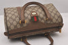 Authentic GUCCI Web Sherry Line Hand Boston Bag GG PVC Leather Brown 1109I