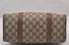 Authentic GUCCI Web Sherry Line Hand Boston Bag GG PVC Leather Brown 1109I