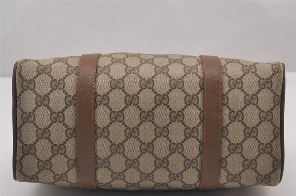 Authentic GUCCI Web Sherry Line Hand Boston Bag GG PVC Leather Brown 1109I