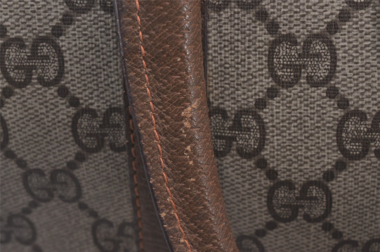 Authentic GUCCI Web Sherry Line Hand Boston Bag GG PVC Leather Brown 1109I