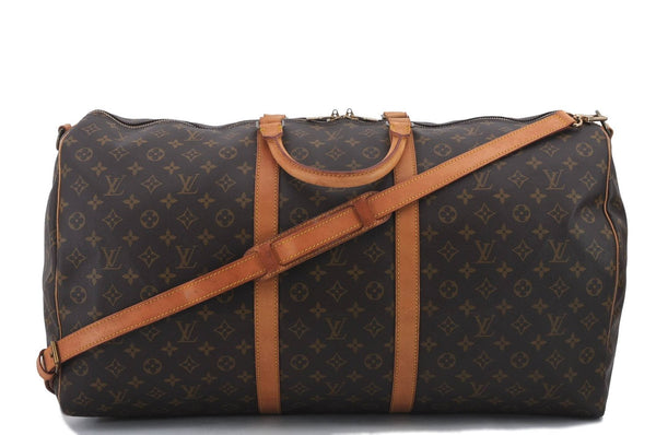 Auth Louis Vuitton Monogram Keepall Bandouliere 60 Boston Bag M41412 LV 1110D