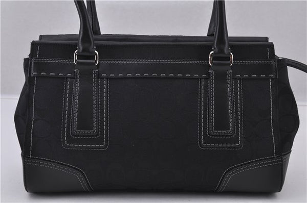 Authentic COACH Signature Shoulder Hand Bag Canvas Leather 11589 Black 1111F