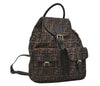 Authentic FENDI Vintage Zucca Backpack Purse Canvas Leather Brown 1111I