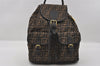 Authentic FENDI Vintage Zucca Backpack Purse Canvas Leather Brown 1111I