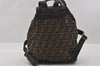 Authentic FENDI Vintage Zucca Backpack Purse Canvas Leather Brown 1111I